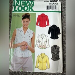 New Look 6952 Sewing Pattern for Women's Button Down Shirts 8-18